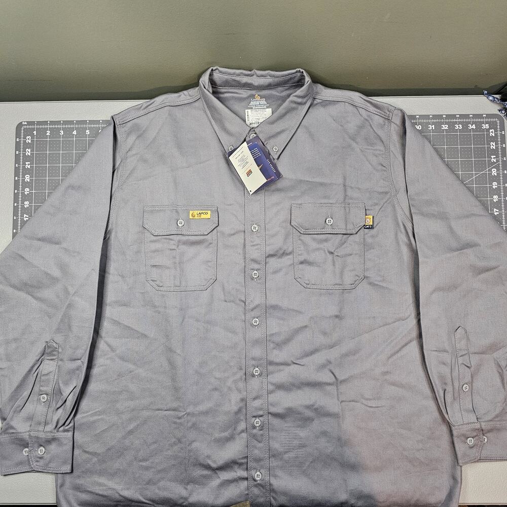Lapco FR Shirt XXL New Nwt Gray Cat 2 Nfpa Canvas Heavy Workwear Flame Resistant